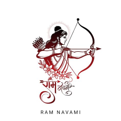 Shree ram navami festival greeting with ... | Premium Vector #Freepik #vector #background #india #culture #god Lord Ram Illustration, Ram Illustration, Shree Ram Navami, Hindi Calligraphy, Lord Ram, Ram Navami, 3d Font, India Culture, Logo Psd