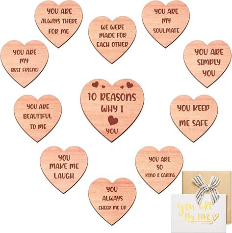 Valentine Gift Set: you will get Valentine's gifts for him including 11 pieces 10 romantic reasons of my love for you printed on it, such as [YOU ARE ALWAYS THERE FOR ME], [YOU ARE SIMPLY YOU], [YOU ARE SO KIND AND CARING], and other warm words, including 1 piece bow box, 1 piece greeting card and 1 piece envelope Valentine's Gifts For Him, Wooden Anniversary Gift, Love You Boyfriend, Reasons I Love You, Creative Birthday Cards, Reasons Why I Love You, Why I Love Him, Scrapbook Gift, Happy Birthday Quotes For Friends