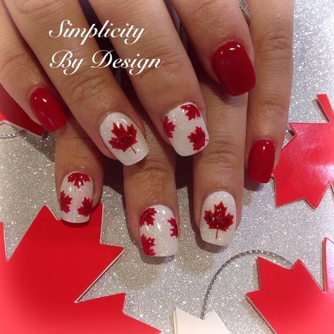 Canada Nails Designs, Canada Day Nails Designs, Canada Day Nails, Canada Nails, Olympic Nails, Pride Nail, Nails Art Designs, Canadian Maple Leaf, Art Designs Ideas