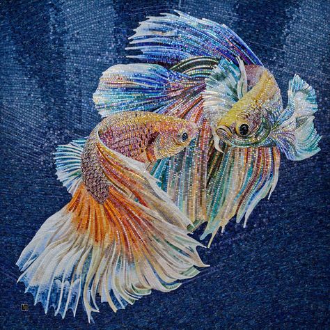 Mosaic Sea Life, Mosaic Art Design, Tile Fish, Mosaic Studio, Fish Mosaic, Crazy House, Mosaic Tile Art, Art Mosaic, Punch Art