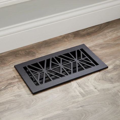 Floor Registers On Hardwood, Floor Register Covers, Modern Farmhouse Flooring, Fireplace Vent, Wall Registers, Floor Vent, Wood Floor Finishes, Floor Vent Covers, Floor Vents