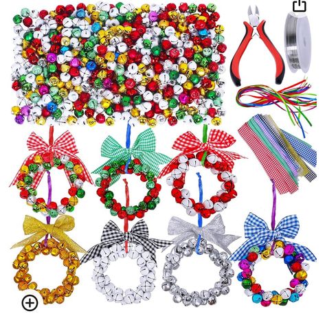 Winter Bracelets, Jingle Bell Wreath, Christmas Tree Ornament Crafts, Bell Wreath, Craft Bells, Christmas Craft Kit, Christmas Jingles, Kids Holiday, Diy Ornaments