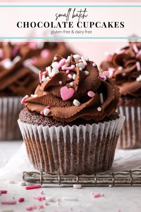 gluten free chocolate cupcakes recipe Healthy Chocolate Cupcakes, Word Cookies, Small Batch Desserts, Gluten Free Chocolate Cupcakes, Healthy Cupcakes, Crockpot Hot Chocolate, Chocolate Ganache Frosting, Chocolate Pound Cake, Gluten Free Cupcakes