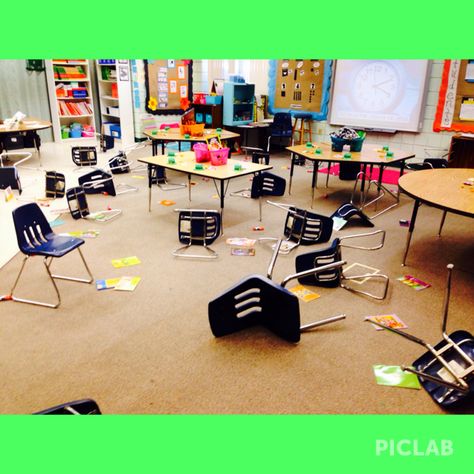 The leprechaun trashed our classroom. Leprechaun Messy Classroom, Leprechaun Classroom, Leprechaun Destroys Classroom, Leprechaun Visits Classroom, How To Catch A Leprechaun Activities, Catching A Leprechaun For Kids, Leprechaun Trap Aftermath, Kids Mess, Pranks For Kids