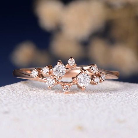 Diamond Cluster Ring Twig Engagement Ring Floral Unique Wedding Band Snowflake Rose Gold Dainty Flower Mini Gift Anniversary Promise Women Flower Diamond Engagement Ring, Necklaces Star, Twig Engagement Ring, Ring Rosegold, Floral Engagement Ring, Black Wedding Rings, Diamond Cluster Engagement Ring, Zierlicher Ring, Cluster Engagement Ring