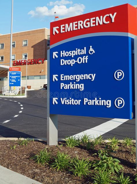 Hospital Emergency Room Sign. Signs outside a hospital identifying the emergency , #affiliate, #Room, #Sign, #Hospital, #Emergency, #Signs #ad Hospital Emergency Room, Hospital Signage, Hospital Sign, Hospital Emergency, Healthcare Interior Design, Hospital Signs, Community Hospital, Signage System, Emergency Department