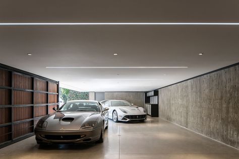 Schmidt Architecture | Wagner Guest House Outside Garage Lights, Garage Lighting Ideas, Contemporary Garage, Garage Lights, Garage Design Interior, Luxury Car Garage, Underground Garage, Modern Home Offices, Modern Basement