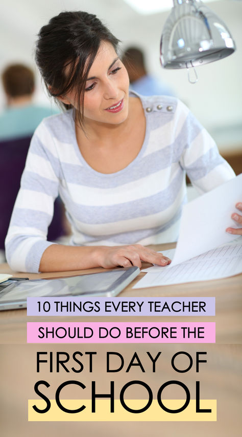 A young teacher planning before the first day of school. How To Prepare For The First Day Of School, Might Before First Day Of School, Get To Know You Activities, First Day School, Third Grade Classroom, First Year Teachers, Teaching Jobs, Bright Ideas, School Time