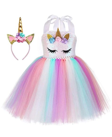 unicorndress unicorncostume sequin unicorn dress Unicorn Fancy Dress, Unicorn Dress Girls, Unicorn Dresses, Girl Unicorn Costume, Dress With Wings, Princess Tutu Dress, Costumes For Halloween, Toddler Party Dress, Rainbow Tutu