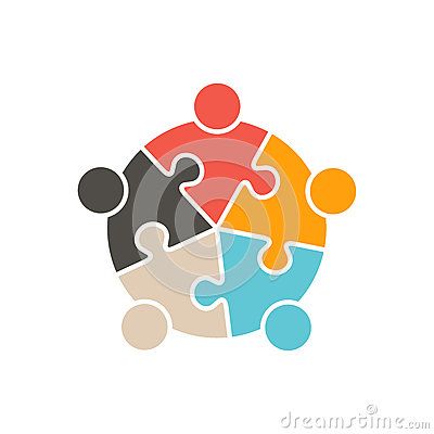 Teamwork People five puzzle pieces. Hr Logo, Preschool Logo, Teamwork Logo, Unity Logo, Puzzle Graphic, Puzzle Logo, Logo Reference, Illustration Design Graphique, Logo Clipart