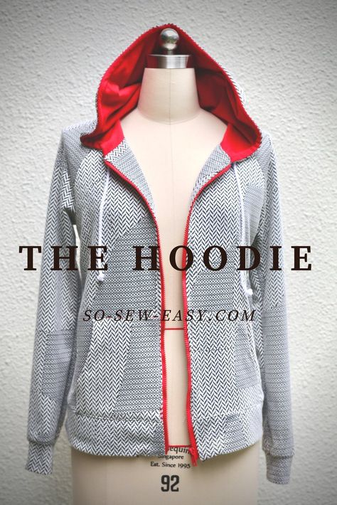 A semi fitted super easy to make FREE hoodie pattern and tutorial. Explore with different knitted fabrics for different looks. Hoodie Sewing, Hoodie Sewing Pattern, Sewing Tops, Hoodie Pattern, Beginner Sewing Projects Easy, Sewing Projects For Beginners, Diy Couture, Sewing For Beginners, Dress Form