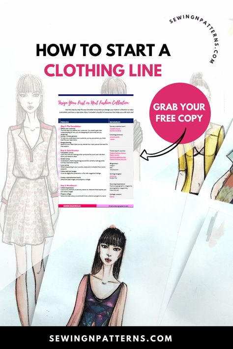 How to start a clothing line + FREE checklist to Design your fashion collection Diy Fashion Show, Start A Clothing Line, Fashion Business Plan, Starting A Clothing Business, Design Your Own Clothes, Fashion Design Inspiration, Fashion Design Classes, Fashion Design School, Fashion Design Portfolio