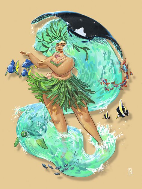 Island Character Design, Drop Bear, Hawaiian Dancers, Lucas Arts, Character Design Challenge, Hawaiian Art, Disney Aesthetic, Beautiful Mermaids, Witch Art