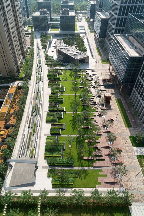 Grounded: new landscape projects | News Martha Schwartz, Linear Park, Urban Landscape Design, Plans Architecture, Landscape Model, Landscape Architecture Design, Urban Park, Business District, Facade Architecture