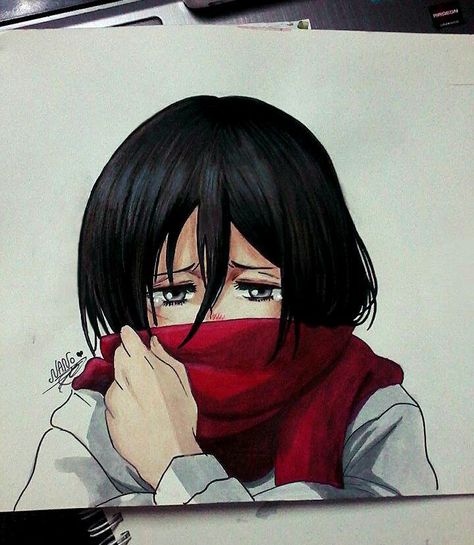 Mikasa Drawing, Aot Season 2, Drawing Anime Bodies, Anime Ghost, Attack On Titan Aesthetic, Dragon Ball Painting, Anime Drawing Books, Girl Drawings, Attack On Titan Eren