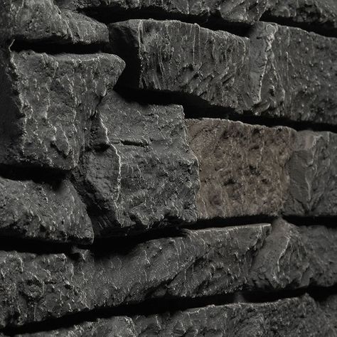 Quality Stone Ridge Stone Black Blend Faux Stone Panel Stone Panels Exterior, Stone Veneer Exterior, Kitchen Feature Wall, Stone Fireplace Designs, Faux Stone Walls, Stone Walls Interior, Black Bedroom Design, Faux Stone Panels, Exterior Fireplace