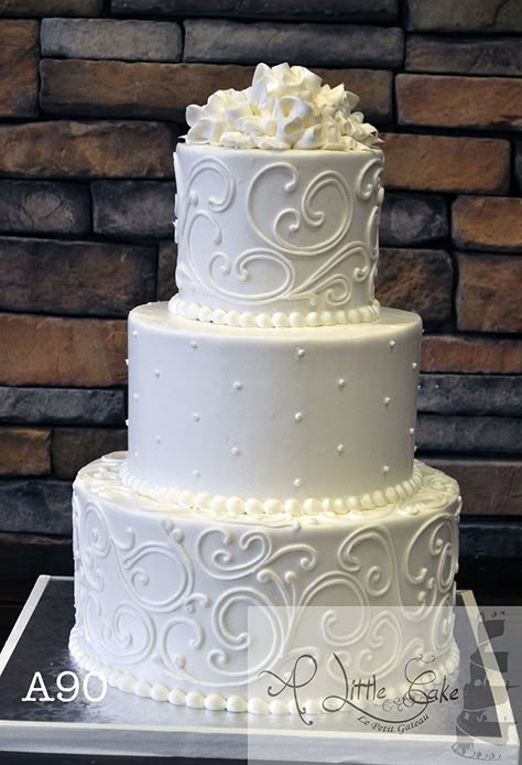 A Little Cake - Custom Birthday Cakes & Wedding Cakes NJ / NYC / CT Piping Wedding Cake, Wedding Cake Designs Blue, Wedding Cake Strain, Fancy Wedding Cakes, Buttercream Wedding Cakes, Cakes With Flowers, Best Buttercream, Vintage Birthday Cakes, Big Wedding Cakes