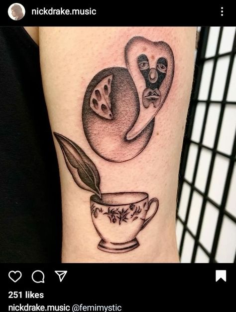 Nick Drake Tattoo, Pink Moon Tattoo, Tough Tattoos, Nick Drake Pink Moon, Radiohead Tattoo, Drake Tattoos, Terrible Tattoos, Tooth Tattoo, Twin Tattoos