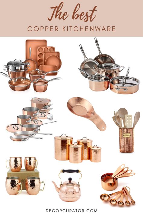 The Best Copper Kitchenware - Decor Curator Post Decor, Yellow Brick Houses, Kitchen Hygiene, Copper Kitchen Accessories, Brick Houses, English Cottage Decor, Open Plan Kitchen Living Room, Mid Century Modern Dining, Olive Trees