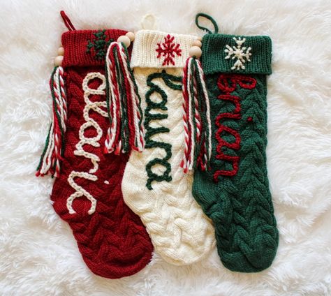 Personalized Hand Embroidered Christmas Stockings PLEASE NOTE: Orders for the 2024 holiday season must be placed by Sunday, November 24th. Any orders placed after this date are not guaranteed to arrive in time for Christmas. Make your holiday extra special with completely CUSTOM Christmas Stockings! These stockings are a great way to incorporate your family's style into your holiday home and create a special heirloom for your family to cherish every Christmas. Stockings also make a great housewa Diy Stocking Tassel, Stockings Diy Christmas, Hand Embroidered Stockings Christmas, Homemade Stockings Christmas, Embroidered Stockings Christmas, Custom Stockings Christmas, Diy Christmas Stockings Ideas, Embroidered Gifts Ideas, Knit Stockings Christmas