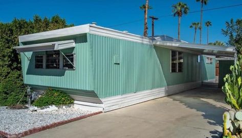 This 1962 Skyline Single Wide is a Vintage Mobile Home Beauty 18 Retro Mobile Home, Painted Siding, Mobile Home Single Wide, Vintage Mobile Home, Modern Tiny Homes, Modern Mobile Homes, Mobile Home Exteriors, Mobile Home Makeovers, Mobile Home Makeover