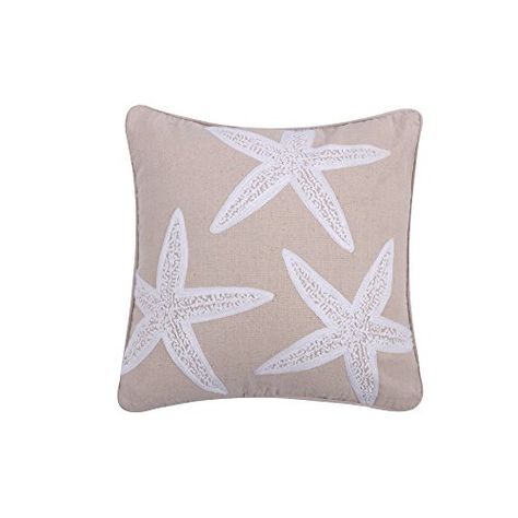 $36 Appliqued Starfish 18" Pillow Levtex Bed Pillows Ideas, Beachy Bed, Starfish Pillow, Pillows Ideas, Coastal Color Palette, Stella Marina, Seaside Style, Stone Harbor, Coastal Colors