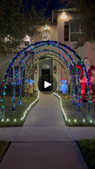 1.6M views · 219K reactions | Tacky Christmas decor loading, give us 10 years and you’ll see us on The Great Christmas Light Fight 🤣🎄 Phil saw a reel of a guy putting up light arches and wanted to try, went to Home Depot to grab PVC + rebar and it was all downhill from there lol But we LOVE the way it turned out and the boys think it’s so fun. Win win 🥳

Each arch took less than 30 min to make and I got the lights + garland from target! 

#christmasdecor #christmasdecorations #christmasdiy #christmas #diyhack #holidaydecorating #christmasgarland #diyproject | Hand Makes Home Christmas Home Decorating, Christmas Outdoors, Christmas Light Installation, Diy Christmas Lights, Tacky Christmas, Jolly Holiday, Christmas Projects Diy, Christmas Train, Christmas Yard