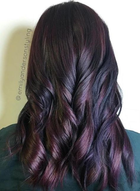 DARK BROWN WITH DEEP PURPLE LOW LIGHTS | 40 Hair Color Ideas that are Perfectly on Point Plum Hair Dye, Balayage Straight, Balayage Straight Hair, Hair Color Mahogany, Mahogany Hair, Hair Color Plum, Plum Hair, Hair Color Options, Purple Highlights