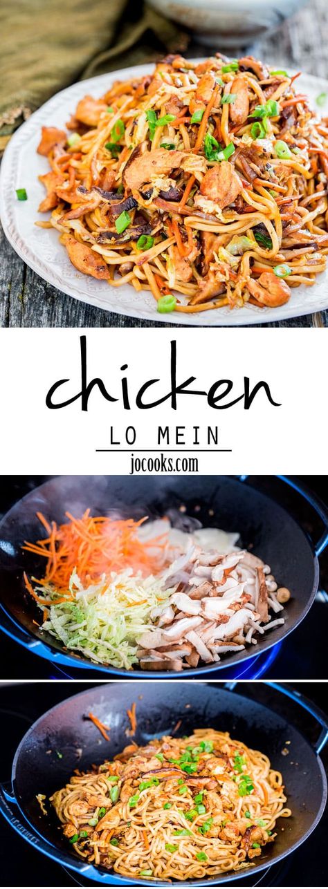 Chicken Lo Mein - get stir-frying with the easiest and most scrumptious chicken lo mein recipe. Forget take-out, whip this up at home! #chicken #lomein #chickenlomein Chicken Lo Mein Recipe, Lo Mein Recipe, Wok Recipes, Chicken Lo Mein, Lo Mein Recipes, Mapo Tofu, Lo Mein, Lunch Menu, Idee Pasto Sano