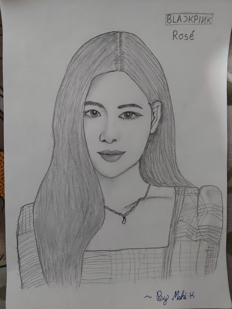 This is a sketch of Blackpink Rose made by me 😁 Rose Drawing, Drawing Easy, Sketches Easy, Easy Drawing, Blackpink Rose, Made By Me, Easy Drawings, Female Sketch, Black Pink