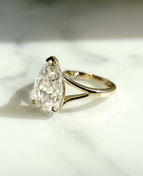 A daring yet chic take on the classic solitaire engagement ring.⁠ ⁠ Split shank styles have been absolutely dominating the studio lately.… | Instagram Split Shank Engagement Ring, Pear Diamond Rings, Shank Engagement Ring, Pear Cut Engagement Rings, Split Shank Engagement Rings, Pear Ring, Split Shank Ring, Engagement Ring For Her, Wedding Rings Solitaire