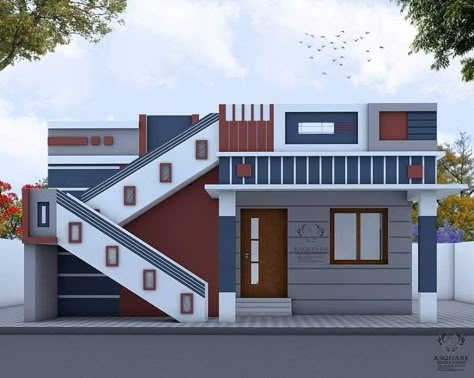 Valuation Design, Elevation Colour Combination, Elevation Single Floor, Parapet Wall Design, Ground Floor Elevation, Kerala Homes, Plaster Design, Elevation House, Front Building Design