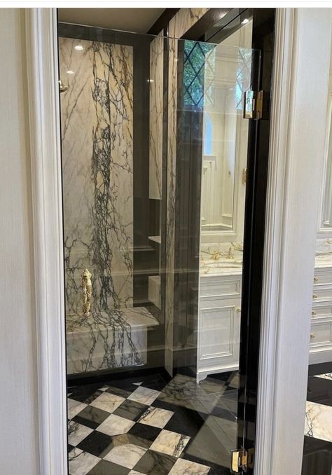 Marvel Bathroom, Blue Marvel, Fully Tiled Bathroom, Modern Hacienda, Neoclassical House, Tiled Bathroom, Art Deco Apartment, Marble Interior, Walk In Bath