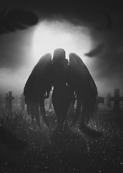 Grace by AndrejZT | Redbubble Dark Angelcore Aesthetic, Dark Angelcore, Fallen Angel Wings, Fallen Angel Aesthetic, Angelic Aesthetic, Angel Dog, Black Angel Wings, Dark Wings, Beach Picture