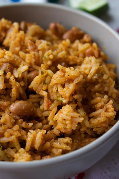 Brown Rice And Beans Recipe, Brown Rice And Beans, Puerto Rican Rice, Rice And Beans Recipe, Rice Beans, Rice And Beans, Beans Recipe, Latin Food, Caribbean Recipes