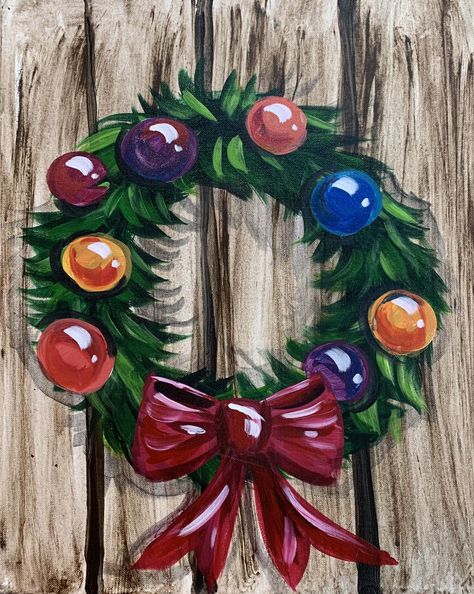 DIY Christmas Party Pictures, Christmas Canvas Art, Acrylic Art Projects, Christmas Paintings On Canvas, Canvas Art Projects, Christmas Rock, Holiday Painting, Canvas Painting Designs, Winter Painting