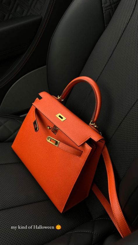 Street Style Handbags, Luxury Wishlist, Trending Bags, Story Fake, Mini Kelly, My Style Bags, Dream Bags, Hermes Orange, Handbag Storage