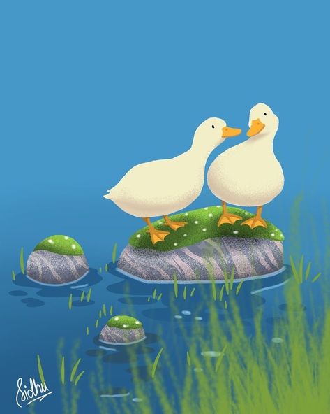 Duck Digital Art, Duck Graphic, Duck Art, 강아지 그림, Cute Illustration, Cute Cartoon Wallpapers, Bird Art, Cartoon Wallpaper, Cute Icons