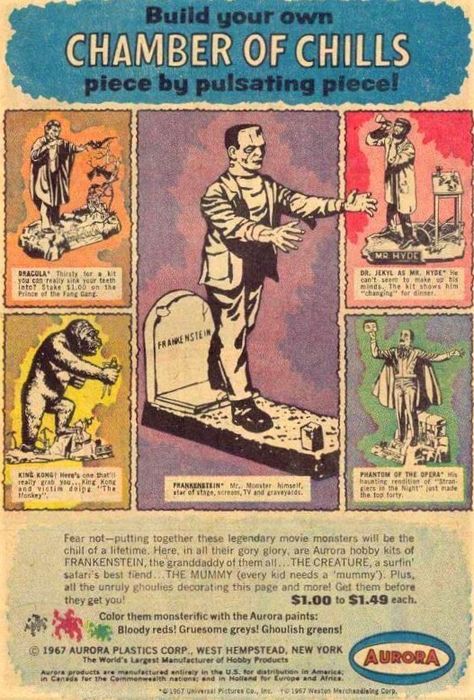 Monster Models, Childhood Things, Creepy Kids, Model Citizen, Hobbies For Kids, Famous Monsters, Old Comics, Retro Advertising, Monster Mash