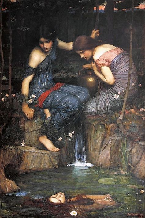 waterhouse, john william - Nymphs Finding the Head of Orph… | Flickr Waterhouse Paintings, John Waterhouse, Mythology Paintings, Pre Raphaelite Art, John William Waterhouse, Academic Art, Kunst Inspiration, Cave Paintings, Pre Raphaelite