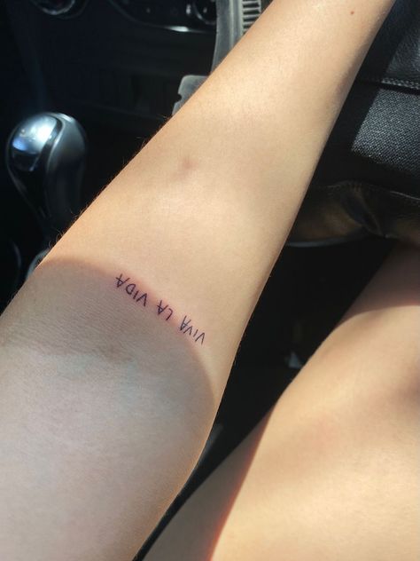 As It Was Tattoo, Viva La Vida Tattoo, Yolo Tattoos, Coldplay Tattoo, Cute Simple Tattoos, Tatuagem Masculina Pequena, Type Tattoo, Text Tattoo, Red Ink Tattoos