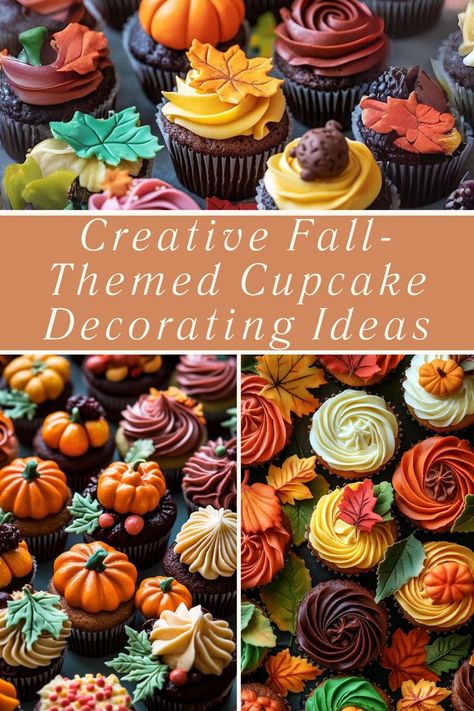 Take your fall baking to the next level with these creative cupcake decorating ideas! Perfect for parties or a cozy night in, these fall-themed cupcakes are sure to impress. 🍂🎃 #CupcakeDecorating #FallBaking #CreativeDesserts #FestiveCupcakes #AutumnTreats Thanksgiving Cupcakes Decoration, Cupcake Decorating Ideas, Thanksgiving Cupcakes, Autumn Spirit, Fall Party Themes, Creative Cupcakes, Thanksgiving Cookies, Themed Desserts, Creative Desserts