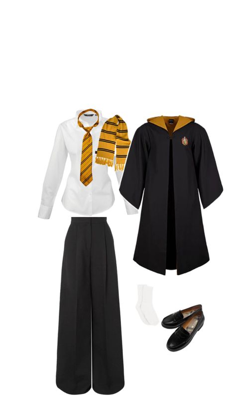 Huffle Puff Outfits, Hogwarts Halloween Costume, Hufflepuff Costume, Hufflepuff Uniform, Hufflepuff Outfit, Hogwarts Life, Halloween Party Outfits, Harry Potter Hufflepuff, Harry Potter Costume