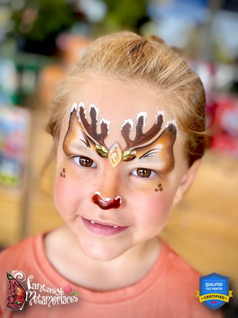 Reindeer Face Painting, Reindeer Face Paint, Christmas Face Painting, Reindeer Face, Holiday Painting, Face Painting Designs, Paint Designs, Face Painting, Painting Inspiration