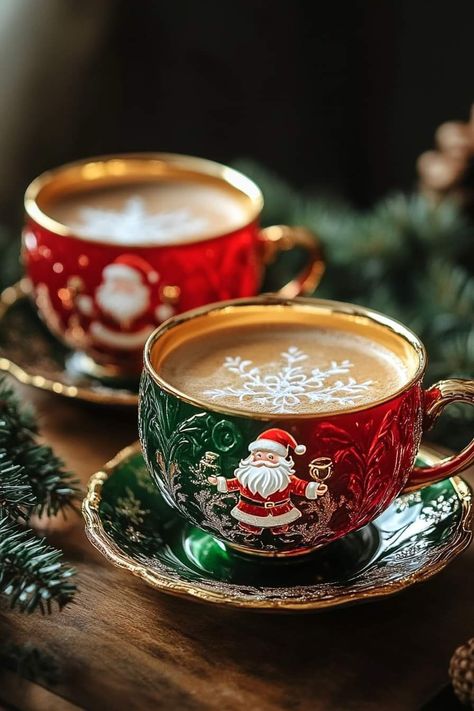 Christmas Tea Aesthetic, Christmas Drinks Aesthetic, Christmas Morning Aesthetic, Christmas Tea Cup, Christmas Cafe, Christmas Coffee Cups, Merry Christmas Coffee, Holiday Tea, Idee Cricut