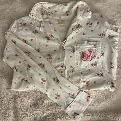 coquette cottage core coastal granddaughter fitspo https://depop.app.link/vTRk6Ob47wb Coquette Pjs, Pajama Set Long, Floral Pajama Set, Coastal Granddaughter, Pink Pajamas, Button Up Top, 2024 Vision, Cottage Core, Pink And White