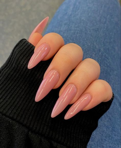 Long Acrylic Nails Almond, Almond Long Nails, Nails Long Almond, Almond Nails Pink, Winter Nail Ideas, Long Almond Nails, Long Almond, Sharp Nails, Gel Toe Nails