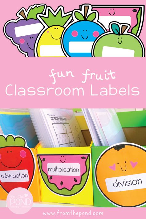 Fruit Classroom, Book Box Labels, Happy Classroom, Preschool Activity Books, Student Name Tags, School Name Labels, Teaching Printables, Fruit Labels, Grammar For Kids