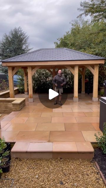 Simon Bowler on Instagram: "Another Oak Frame Gazebo finished! Another great space for entertaining and dining. Thoroughly enjoyed this one, as we do all our projects. We’ve started the next one in another garden already, so stay tuned! #oakframe #gazebo #carpentry #starttofinish #gardeninspiration" Oak Gazebo Ideas, Corner Gazebo, Oak Gazebo, Gazebo Ideas, Backyard Gazebo, Carpentry, Garden Inspiration, Stay Tuned, Crescent