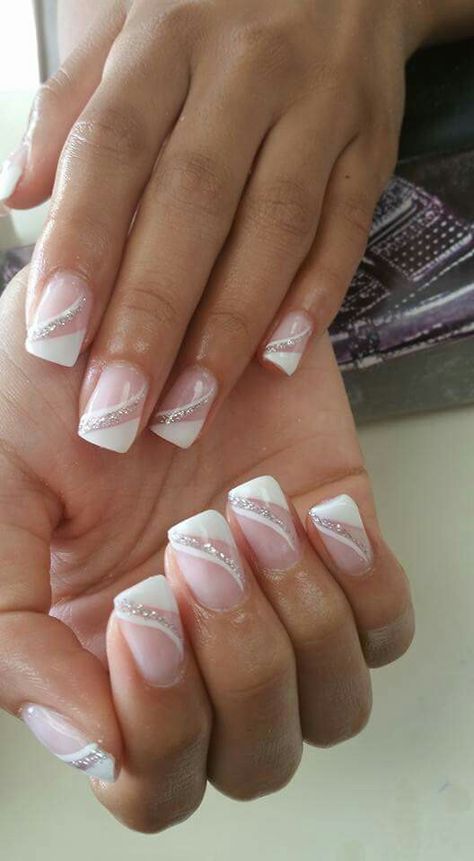 French Manicure Nail Designs, Wedding Nails Glitter, Manicure Nail Designs, French Tip Nail Designs, French Manicure Nails, Fancy Nails Designs, Smink Inspiration, Work Nails, French Tip Acrylic Nails